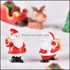 Decorazioni natalizie Mini resina Elk Babbo Natale Ornamenti Decorazione allegra per la casa Figurine Miniature Anno Xmas Box Decor Drop D Ot3Iw