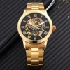 Armbanduhren Herren Skelettuhren Luxus Gold Mechanische Uhr Edelstahlband Automatik Arloji Pria Relojes