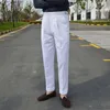 Herenpakken 2023 Heren Spring Business Formele broek Solid Casual Retro British Slim Fit Suit Mens Wedding Sociale losse broek B72