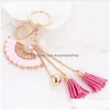 Key Rings Pink Blue Chinese Wind Drip Oil Crystal Fan Tassel Car Keychain Rhinestone Women Keyring Wholesale Drop Delivery Jewelry Dhhfv