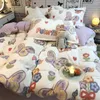 Beddengoed sets driedimensionale sneeuwvlok aardbei poeder dubbelzijdig fluwelen melkbed vierdelige slaapkamer quilt cover laken