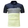 Men's Polos Men Polo Shirt 2023 Summer Business Casual Breathable Red White Striped Short Sleeve Work Clothes Plus Size