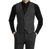 Trajes para hombres Chaleco de traje para hombres Gris oscuro Collar a medida Boda de un solo pecho para hombres Pantalones de chaqueta de esmoquin