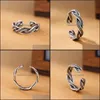 Band Rings Retro Woven Ring 925 Sterling Sier Jewelry Creative sammanflätad öppning för män och kvinnor Drop Delivery OTCSP