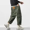 Мужские брюки боковые карманы груз гарем бегущие мужчины 2023 г. Военнослужащая зеленая повседневная случайная уличная одежда Хараджуку.