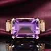 Anneaux de bande Big Amethyst Gemstone Ring Hollowedout Sier Exagéré Main Bijoux Pour Femmes Cristaux Drop Delivery Dhlst