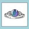 Band Rings 925 Sier Mix Size Mood Changes Color To Your Temperature Reveal Inner Emotion Finger Ring Jewelry Bk Drop Delivery Dhvf5