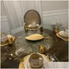 Diskplattor 6st Gold Round 13 Plastic Charger Plate Chargers For Party Dinner Wedding Elegant Decor Place Seting 6 Drop Delive Dhyga