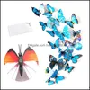 Stickers Muraux En Gros Qualifié 12 Pcs Sticker Autocollant Décorations Pour La Maison 3D Papillon Arc-En-Pvc Papier Peint Pour Salon Drop Deliv Otsxf