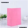 Gift Wrap 20Pcs/Lot White Pink Purple Sky Blue Coffee Kraft Paper Bag With Handle Wedding Birthday Party Package Bags Drop Delivery Dh15R
