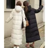 Parkas pour femmes épaisses longues parka femme veste à capuche hivernale manteau chaud femelle décontractée bouton de bouton-ferme-ferme surdimensionnée 230111