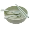 Servis uppsättningar Kapmore bordsartiklar Set Round Soup Bowl Wheat Straw Noodle Rice med gaffelsked och pinnar tillbehör