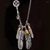 Pendentif Colliers QN Takahashi Goro Plume Collier Homme Mode Rétro Feuille Long Chandail Chaîne Femme Couple Accessoires