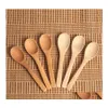 Skedar 12,8 cm/5 tum träsked Ekofriendly Table Bambu Scoop Coffee Honey Tea Soup Teskoon Stirrer Cooking redskapsverktyg JY02 OTVHD