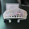 Joyería para el cabello de la boda Barroco Lujo AB Color Cristal Pavo real Tiara Corona Con peine Desfile Diadema Tocado Novia Accesorios 230112