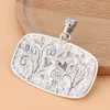 Pendant Necklaces 5pcs/Lot Silver Color Large Hammered Rectangle Flower Grass Plant Charms Pendants For Necklace Jewelry Making Accessories