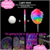 Autres fournitures de fête d'événement Stock Led Light Up Cotton Candy Cônes Colorf Glowing Marshmallow Sticks Imperméable Glow Stick Drop Del Dhrov