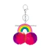 Keychains Lanyards Fashion Pompoms Keychain Rainbow Plush Hairball Key Chains Decorative Pendant For Women Bag Charms Accessories Dh2Lk