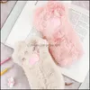 Pencil Bags Cut Cat Paw Bag Soft Plush Kawaii Makeup Pouch Large Capacity Case Pen Holder Stationery Organizer School Drop Delivery Dhh5K