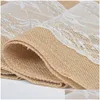 Tafelkleed Hessian Lace Runner Tafelkleed 275x30cm Vintage jute linnen bruiloftsfeestje Decor TQQ BH3010 Drop Delivery Home Garden TE DHUZK