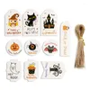 Present Wrap Halloween Treat Bag Taggar med rep Set DIY Candy Packaging Pouch