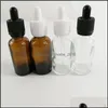 Packing Bottles 30Ml Glass With Dropper Black White Child Tamperproof Cap Rubber Nipple Pipette Drop Delivery Office School Business Otkpz