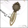 Other 10Pcs/Lot Cameo Flower Steel Bookmarks Round Cabochon Settings Jewelry Blank Charms 75 D3 Drop Delivery Findings Components Dhvkf