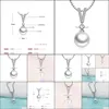 Pendant Necklaces Sier Necklace Imitation 925 Sterling Foe Women Wedding Jewelry Accessories Simated Pearls Drop Delivery Pendants Dh1Ob