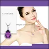 Pendant Necklaces Sier Necklace Water Drop Amethyst Zircon Gemstones Jewellery For Female Wedding Party Gifts Delivery Jewelry Pendan Dhojr