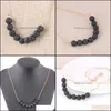 Colliers Joli diffuseur de lave collier pour femmes minimaliste Beautifly bijoux perles de pierre noire colliers plaqué or chaîne ras du cou Dr Dh3M9