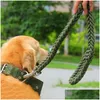 Dog Collars Leashes Large Leash Heavy Duty Rope Braided Big Training For Medium Dogs Durable Nylon Pet Leads 110Cm Blackdog Drop D Dherl