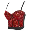 Canotte da donna con strass con strass Bustier Crop Canotte Top Club Party Glitter Corsetto Top Reggiseno