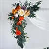 Dekoracyjne kwiaty wieńce 2PC Autumn Wedding Arch Tacdrop ​​Wall Decor Road prowadzą sztuczny rząd