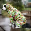 Vestido de cachorro grande captura de chuva roupas de chuva à prova d'água para cães pequenos de cães pequenos médios Golden Retriever ao ar livre Casaco de roupas de estimação DRO DHQDY