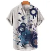 Camicie casual da uomo 2023 Camicia da uomo Hawaiian Single Button Strumento musicale Stampa 3D Top da spiaggia manica corta