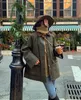 Women's Jackets Zipper Label T0teme Autumn Winter Women Jacket Cotton Turn Down Full Sleeve Oversize Army Green Patch Coat 230111