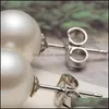 Stud Big Size Pearl 121M Button Freshwater White 925 Sterling Sier Simple Studs Earrings Women Beauty Jewelry 630 Q2 Drop Delivery Dhifa