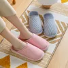 Slippers Stripe Warm Men And Women's Shoes Autumn Spring Cotton Indoor Couple Floor Anti-skid Soft Lovers Home Platform Fashion