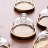 Plates Mini Glass Cover Serving Tray Cake Plate Dessert Stand Display With Dome Wooden Platter Mousse