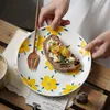 Plates Korean Style Dinner Plate Creative Hand-painted Cup Small Fresh Mug Fruit Vegetable Salad Dinners Ceramic Coffee Cups