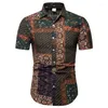 Chemises décontractées pour hommes Coloful Vintage Africain Ethnique Imprimer Chemise Hommes Chemise Homme 2023 Marque Mens Robe À Manches Courtes Hawaïen Mâle