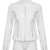 Giacche da donna Sweetown Street Style Zipper Fashion Bomber bianco Donna Zip Up Colletto rovesciato Manica lunga Capispalla nero Coreano 230111