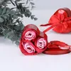 Decorative Flowers 3Pcs Quick Hand Wash Or Luxurious Bath Valentine's Day Soap Rose Petal In Heart Box Flower With On It