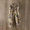 Pantalones de mujer Moda Mujer Verano Coreano Casual Algodón Lino Vintage Impreso Harem Mujer Pantalones de chándal Pantalones de cintura elástica