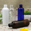 Flacone vuoto cosmetico in plastica da 100 ml Flacone di prova liquido ambrato trasparente bianco Tappo a pressione Imballaggio del recipiente di stoccaggio a fondo tondo