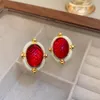 Boucles D'oreilles Déclaration De Mode Baroque Noir Rouge Ovale Grand Pour Les Femmes Personnalité Pendientes En Gros