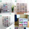 Storage Boxes Bins 6Pcs/Set Shoe Organizer Der Transparent Plastic Box Rec Pp Thickened Shoes Drop Delivery Home Garden Housekee O Dhayp