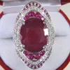 Fedi nuziali Luxury Fucsia Zircone Anello da donna Gioielli per feste Band Anniversario Regalo Accessori moda