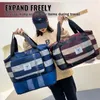 Storage Bags Foldable High Capacity Travel Waterproof Oxford Stripes Duffle Wet and Dry Dual Multifuncti Sports 230111
