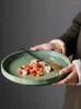 Płyty retro ceramiczne płaskie talerze domowe kreatywne japońskie zastawa stołowa osobowość ręcznie robiona Stoare makaron stek okrągły cn (pochodzenie)